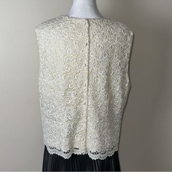 Talbots 18 Lux Lace Satin Button Back Elegant Embroidered Floral Top - Picture 2 of 10